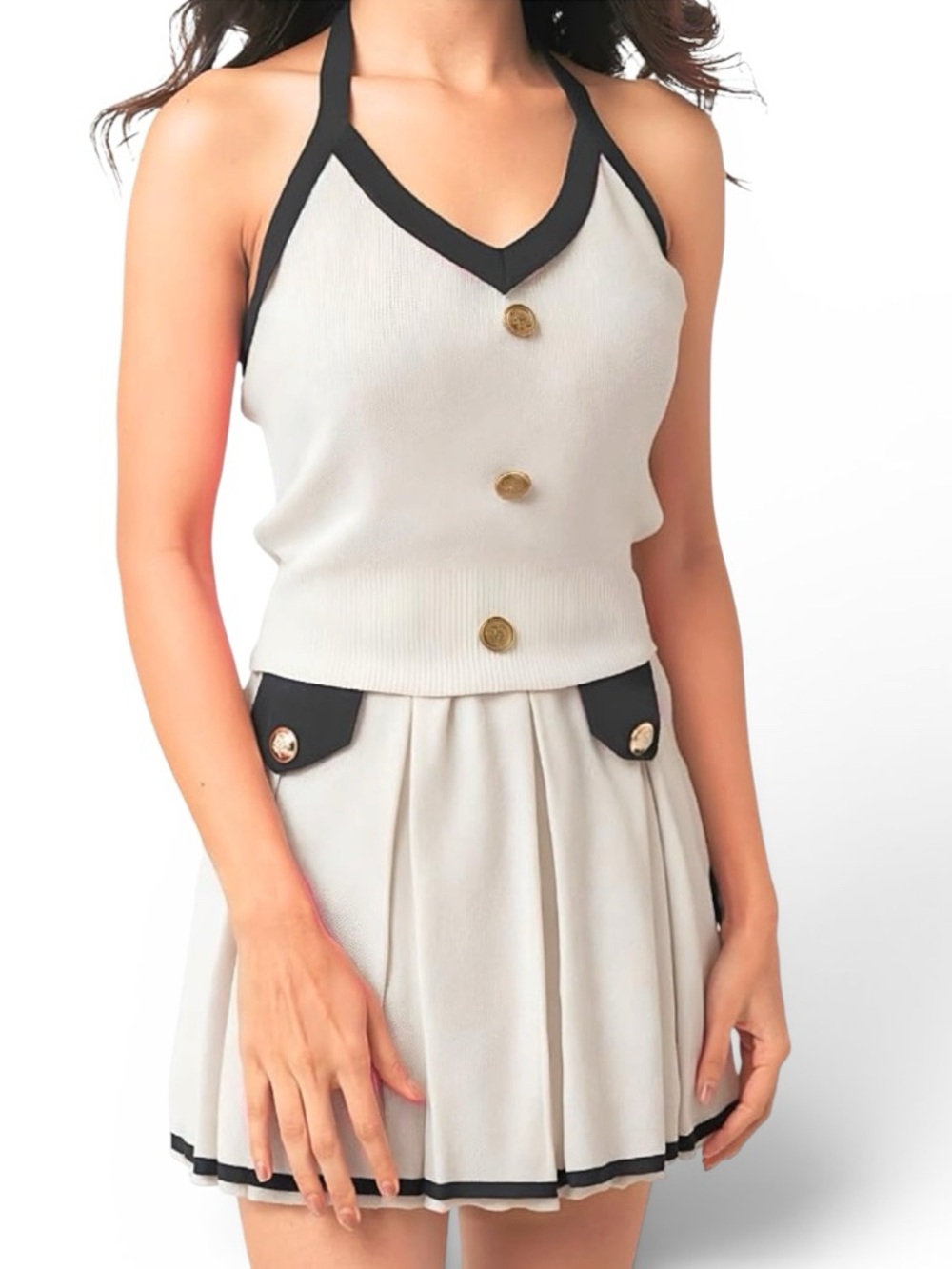 Novelle School Girl Halter Top and Mini Juniors Stretchy Skirt Set NWT Size XS